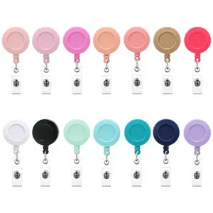 14PCS Retractable Badge Reel, Clips Holder Mixed Solid Color Nurse Students Doctor ID Badge Holder for Hanging ID Card Name Key Chain summervibes