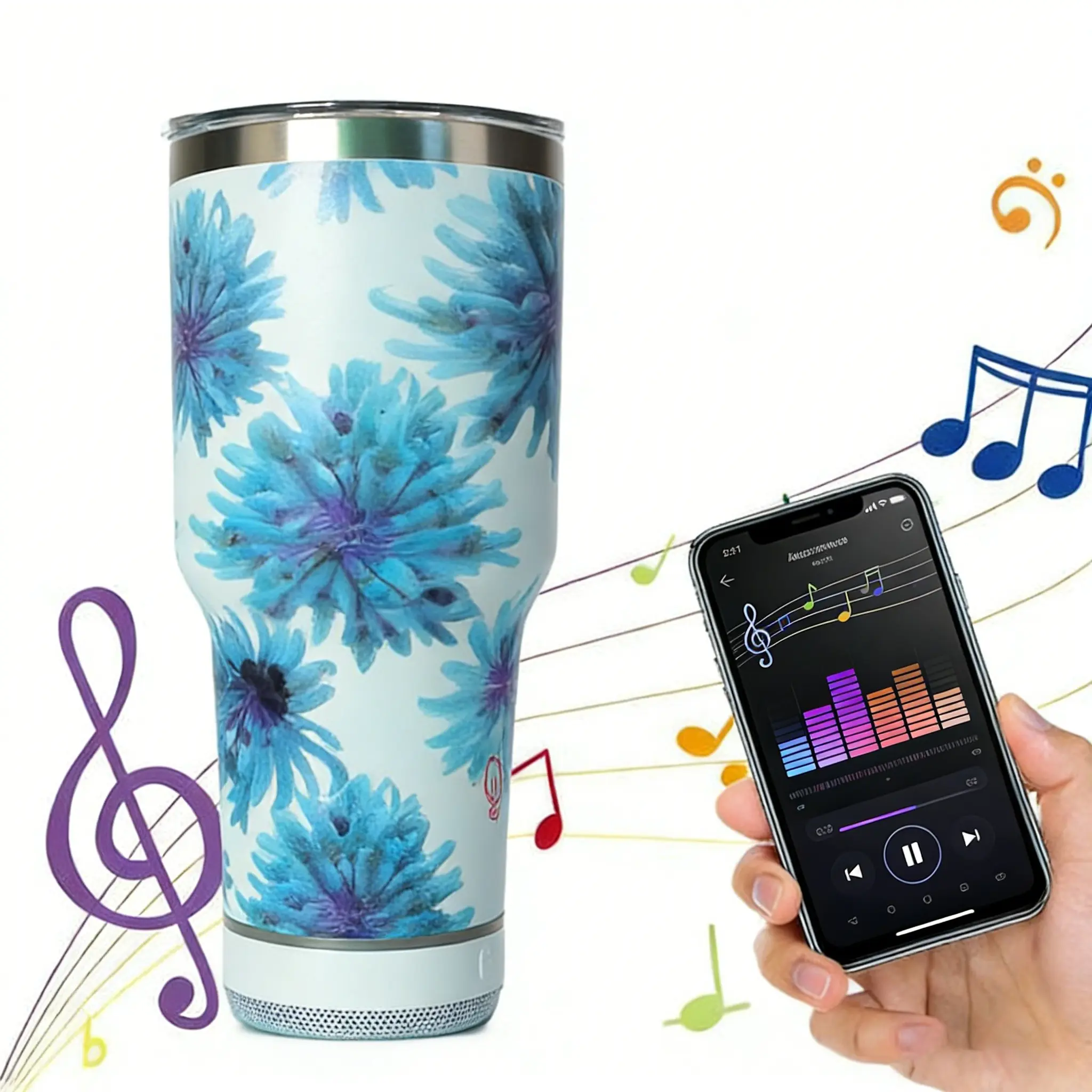 Bluetooth-compatible Compatible Speaker Insulated Cup 900ML, Detachable Rechargeable Audio for Hot & Cold Drinks, Thanksgiving Gift
