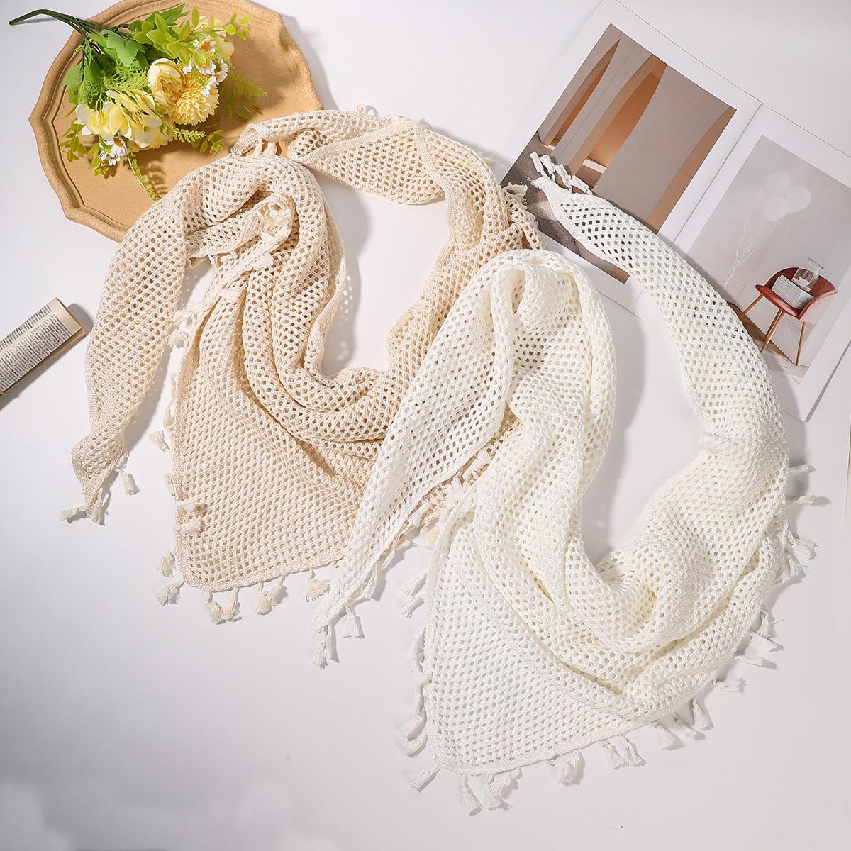 AWAYTR Women Knit Shawl Wraps Boho Fringe Crochet Hollow Poncho Scarf Shawls for Wedding