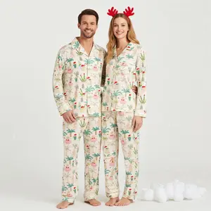 Couples Beach Christmas Pajama Set - Matching PJs - Hawaii Tropical Holiday Getaway