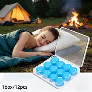 1 Box 12 Silicone Earplugs, Reusable Moldable Sleep Earplugs, Comfortable and Secure, Ideal for Concerts, Swimming, Snoring, Flying