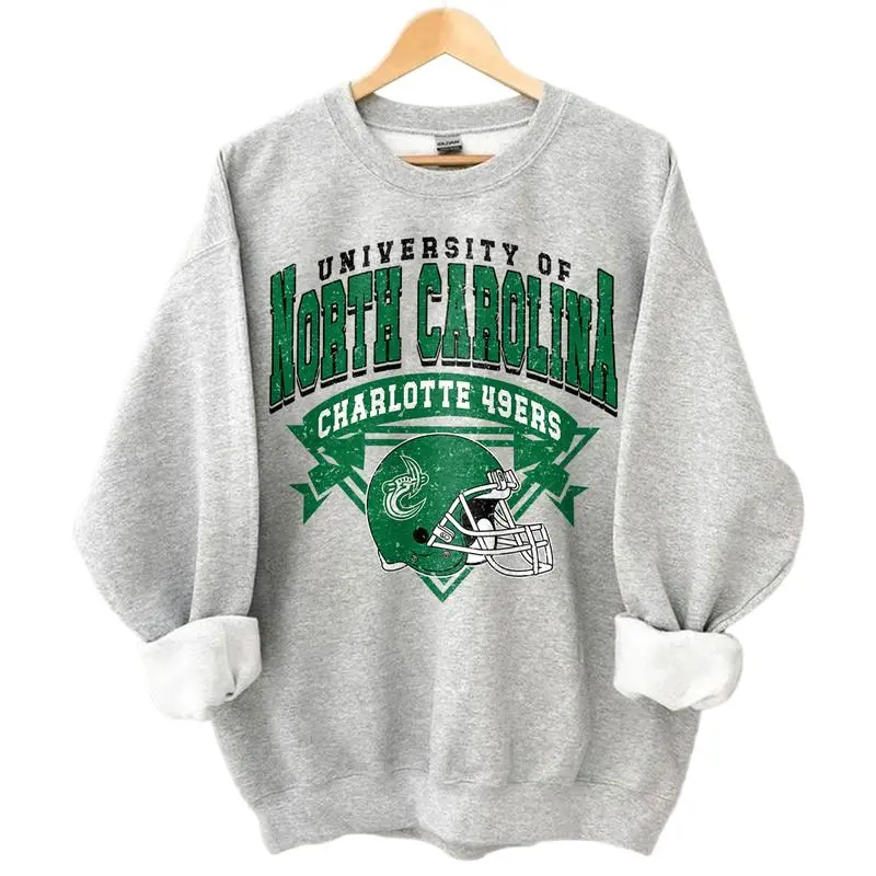 Vintage North Carolina Charlotte Football Team Sweatshirts, Graphic University of North Carolina at Charlotte Sport Team Sweatshirt, Gift Top Unisex Cotton Sweatshirt For Fan,Men, Women, Gift For Football Fans