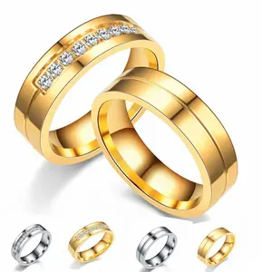 European-American Minimalist Couple Rings - Titanium Steel Diamond - Inlaid Fashion Durable Matching Bands