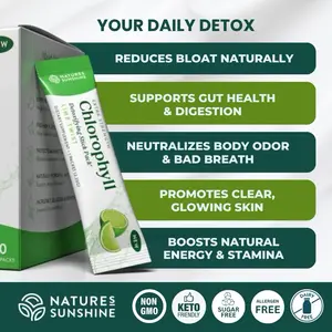 Nature's Sunshine Chlorophyll Stick Packs: Lime Twist. Your Daily Detox- Reduce Bloating, Control Odor, Boost Energy, Clear Skin, Support Digestion Supplement Healthy