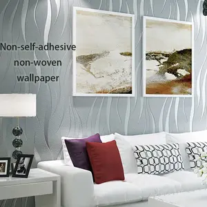 Modern Simple Horizontal Striped 3D Wave Wallpaper, Decorative Wallpaper, Neutral Non-Woven Self-Adhesive Wall Paper, TV Background Living Room Removal Install