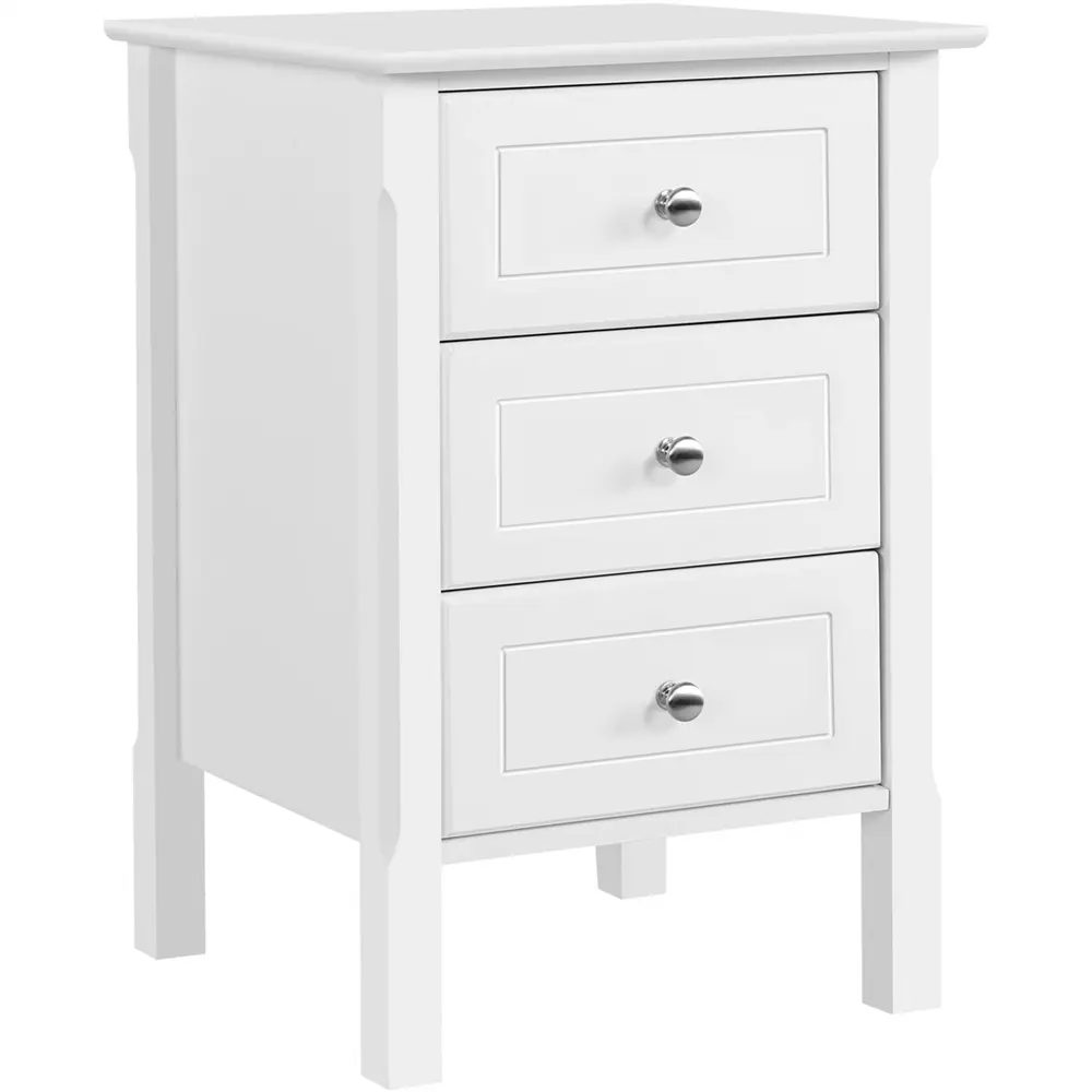 Yaheetech 3-Drawer Wooden Nightstand with Solid Wood Legs, Compact Bedroom Storage Furniture, Easy-Assembly Organizer for Small Spaces (Bedroom, Home Office)