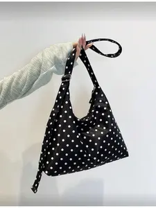 Women's Polka Dot Canvas Travel Backpack Summer New Open Top Lightweight Large Capacity Casual Crossbody Bag with Adjustable Straps