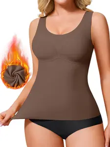 Women's thermal vest with removable chest pads fleece-lined winter seamless slim-fitting base layer outdoor and indoor wear