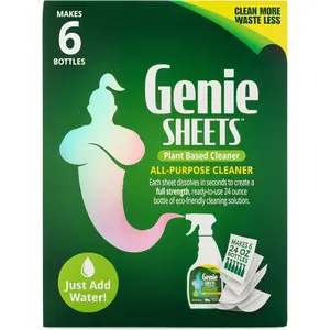 Genie Sheets  Purpose Cleaner | Concentrate Makes 6 24oz Refills | Professional-Strength | Just Add Water | Sustainable  -Based Solution | 6 Sheets