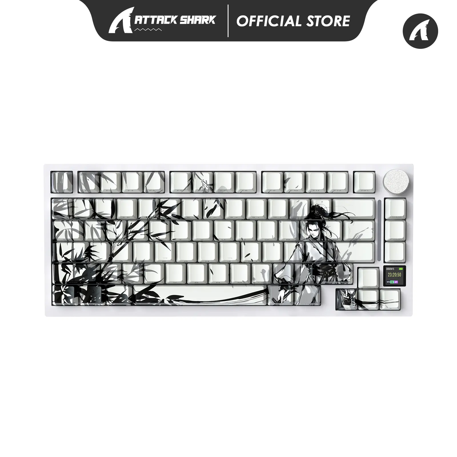 ATTACK SHARK X820ULTRA Wireless Gaming Mechanical Keyboard with TFT Smart Display&Knob,Side Printed PBT,Gasket Mounted 75% TKL Keyboard,BT5.0/2.4GHz/USB-C,RGB Black Warrior hot swappable custom keyboard backlit tri mode