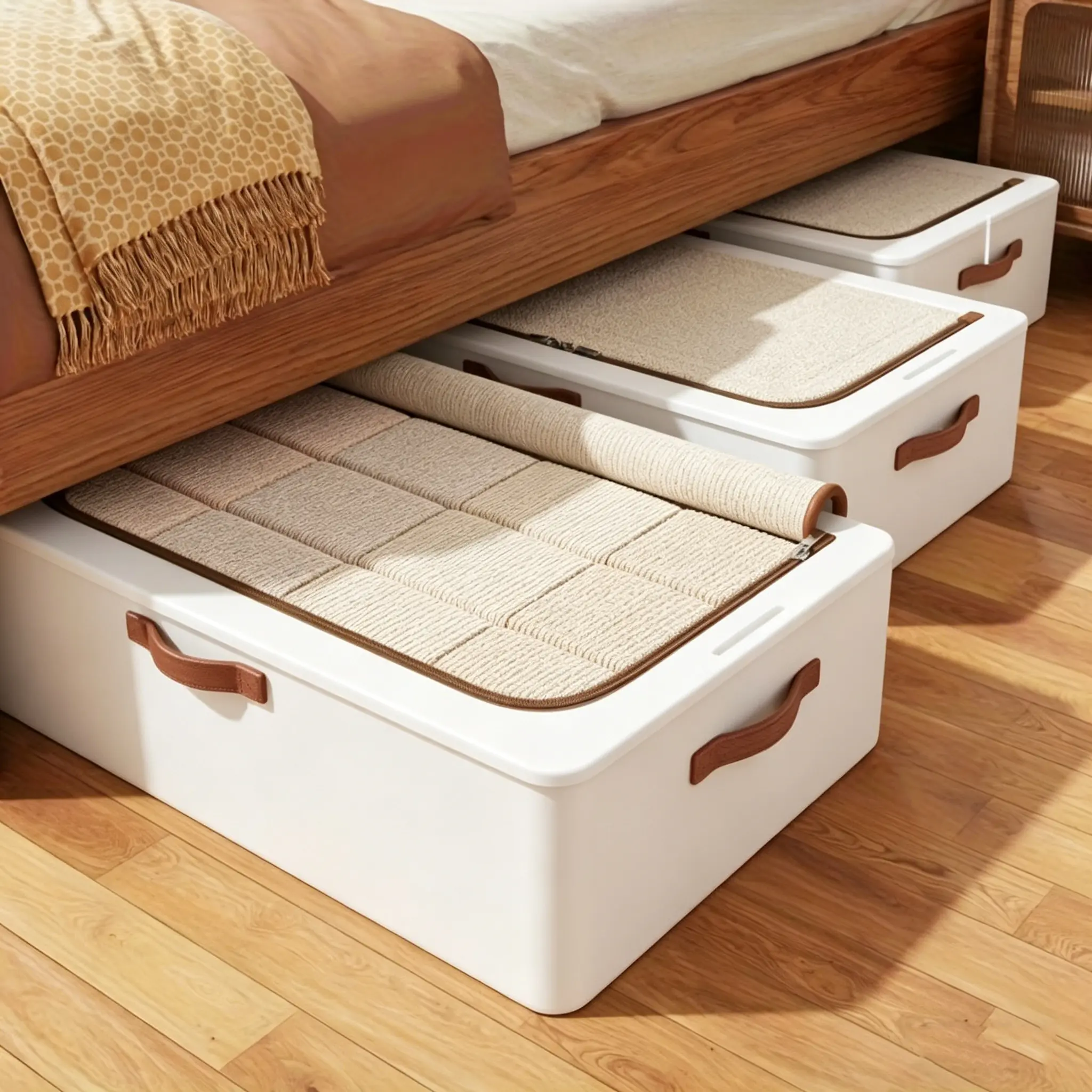 1pcs Rolling Under Bed Storage Organizer  UCollapsible Multifunctional Storage Bins Containers Under Bed Rolling Storage for Clothes, Bedding, Shoes, Blankets, Books, Under-Bed Storage foldable storage boxes