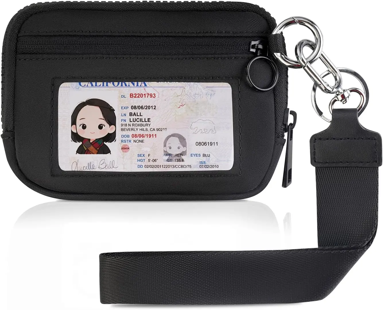 KeyChain Wristlet Wallet For Women Iris Zip Card Case With ID Window | Great Value For Walking Cycling Gym Shopping Travel Business Daily