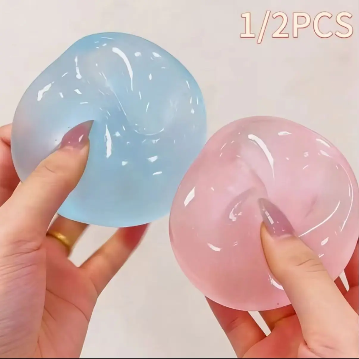 Clear Jelly Squeeze Ball Fidget Toy, Super Soft Slow‑Flow Sensory Stress Relief Ball, Non‑Sticky Transparent Squishy Toy for Kids Adults, Desk Anxiety Relief Toy