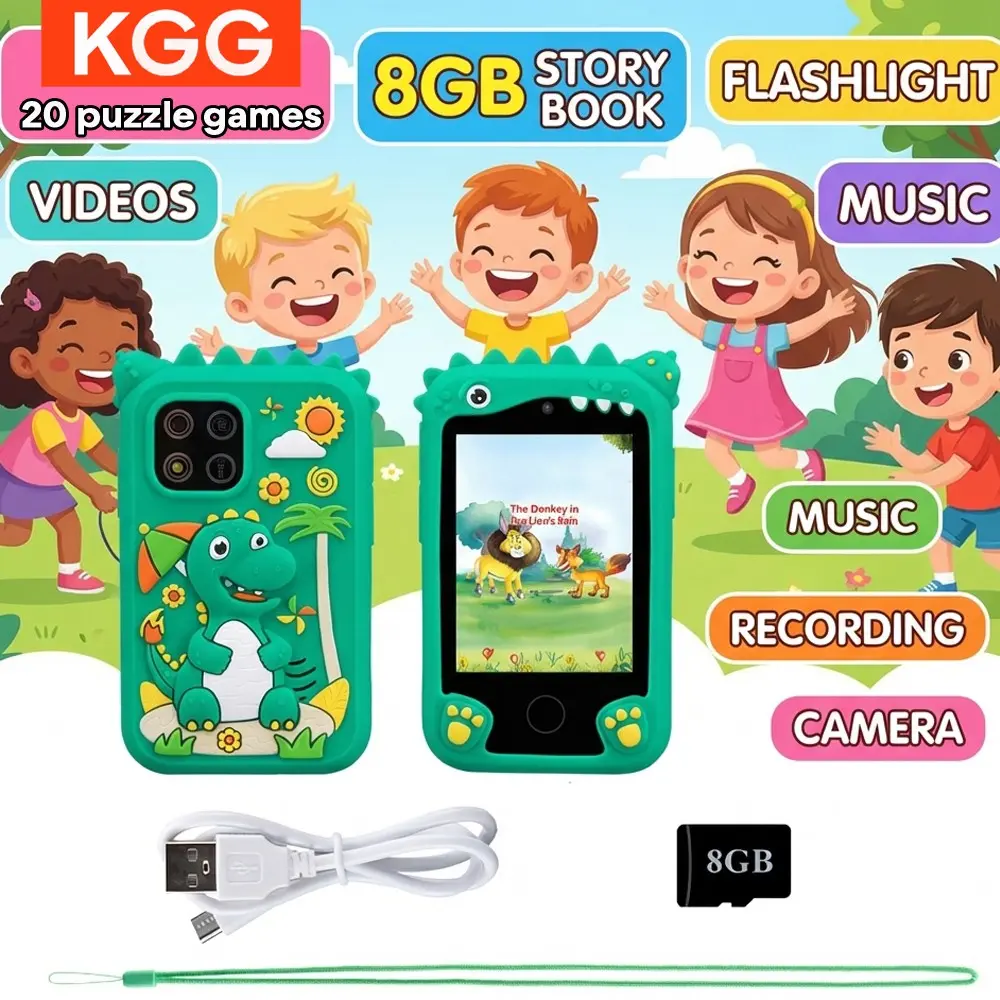 KGG Educational Learning Phone, 8GB Storage, Dual Camera, Story, Video, Music, Calculator, 20 Brain Games, 12 Habit Trackers, Kids' Tool