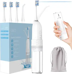 2-in-1 Electric Toothbrush with Water Flosser, 3+4 Smart Modes，Portable Oral Irrigator with Point-Jet, Rechargeable IPX7 Waterproof for Home & Travel Use Gift Oral Care Tools