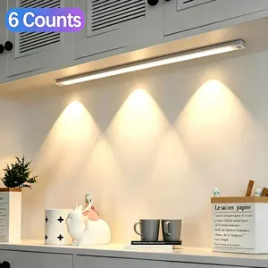 6-Pack Motion Sensor LED Under-Cabinet Light, USB Rechargeable Dimmable Night Light with 3-Color Temperature, Modern Kitchen Accessories for Indoor Stair and Wall Sconce Valentine's Day Gift