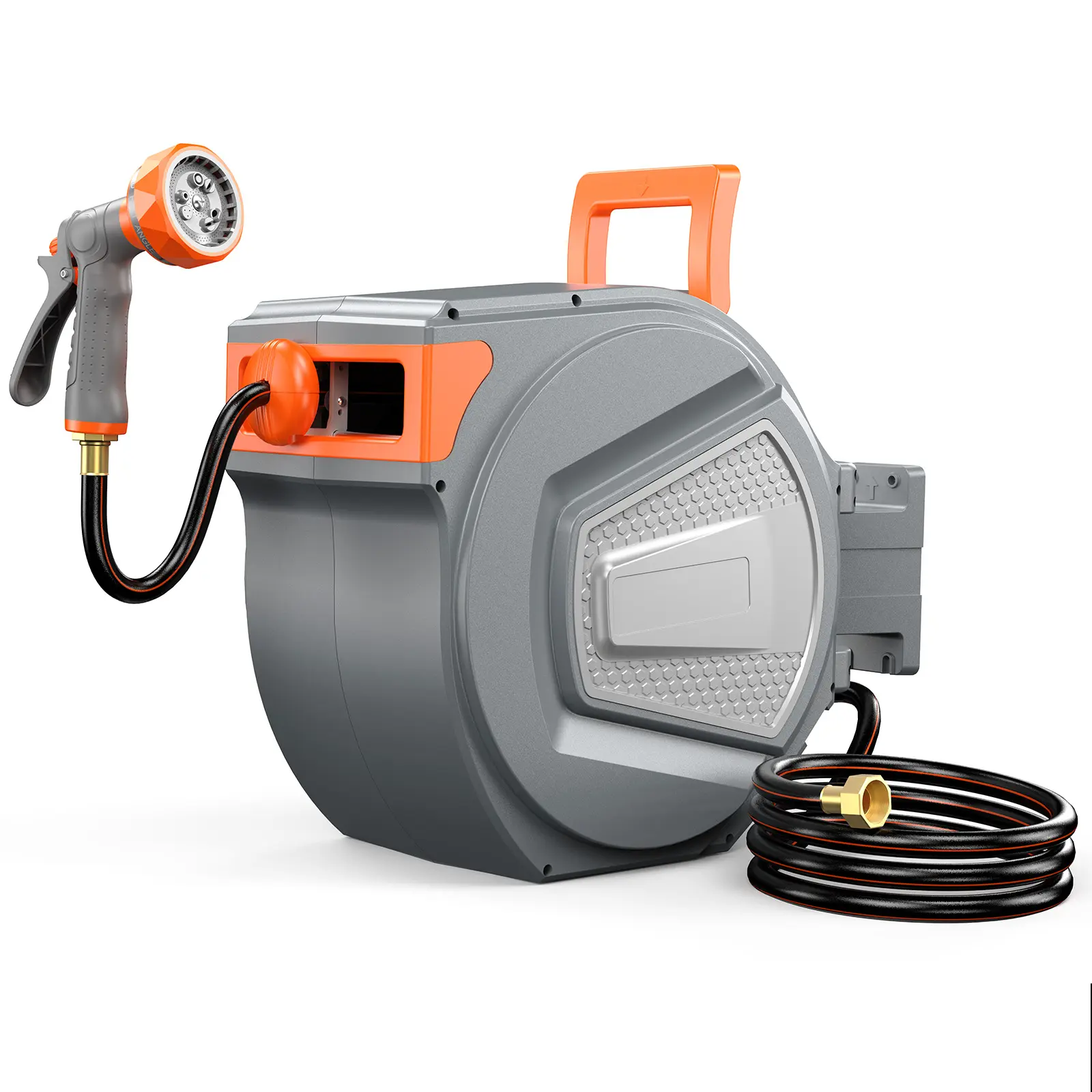Retractable Garden Hose Reel 1/2 in x 78 ft, Wall-Mounted Automatic Hose Reel with 9 Pattern Spray Nozzle, Slow Auto Rewind, Any Length Lock, 180° Swivel Heavy Duty Water Hose for Garden, Yard, and Garage Use
