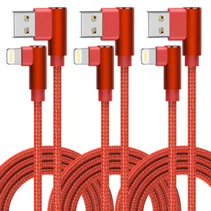90 Degree iPhone Charger 10FT USB to Lightning Cables 3 Pack Nylon Braided Fast Charging for iPhone