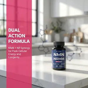 KOOVS NMN×NRHM Advanced NAD+ Booster Supplement with BioAgeX Proprietary Blend | GMP Certified Cellular Energy & Healthy Aging Support | 120 Vegan Capsules 60-Day Supply