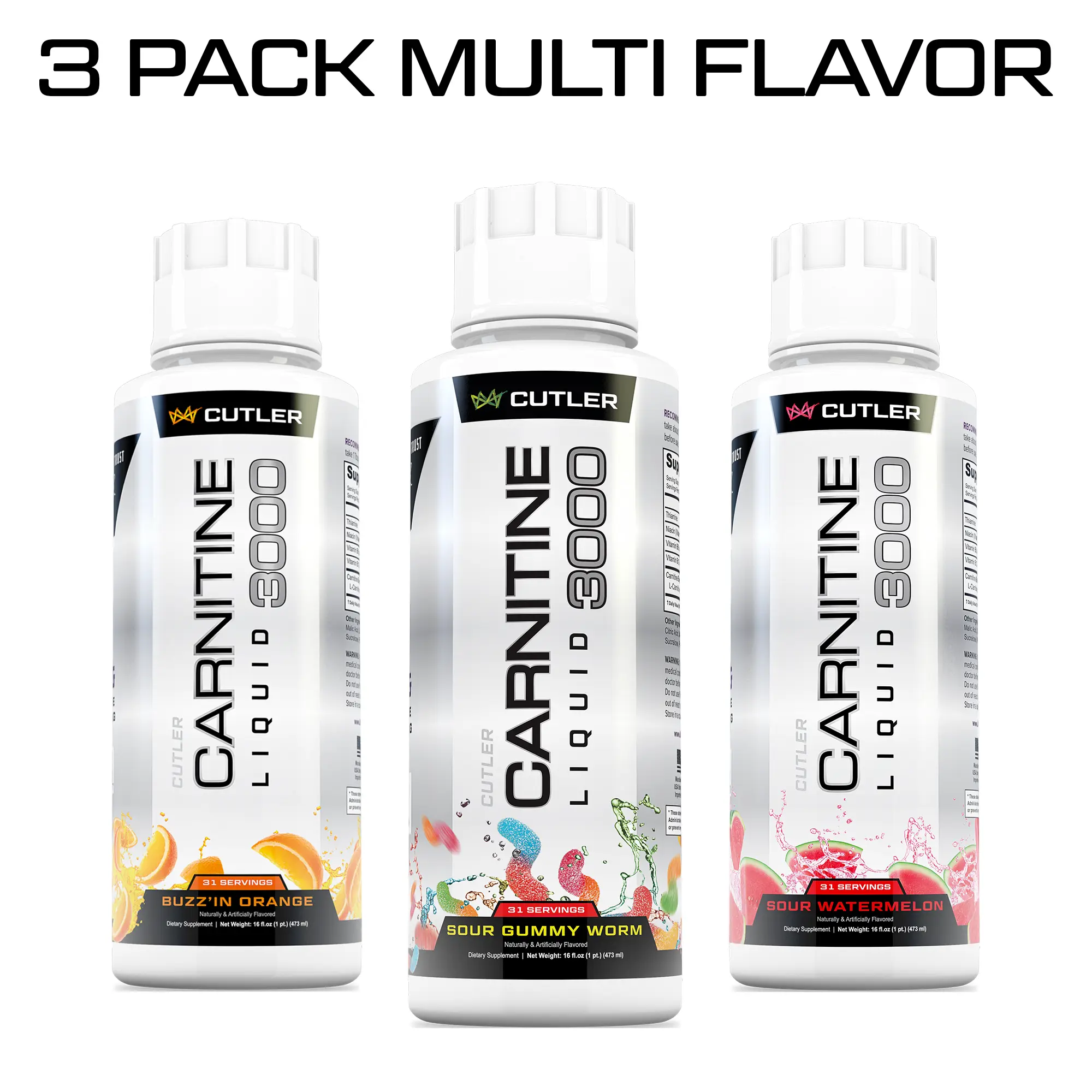 Cutler Nutrition 3 Pack Multi Flavor Carnitine Liquid 3000 Energy Sport Beverage Drink Variety Pack US Edition Cutler Nutrition 3 Pack Multi Flavor Carnitine Liquid 3000 Energy Sport Beverage Drink Variety Pack US Edition