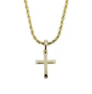GLD's Starter Set - 2mm 20" Rope Chain Necklace + Cross Pendant Bundle | Tiktok Exclusive | 18k Gold Plated