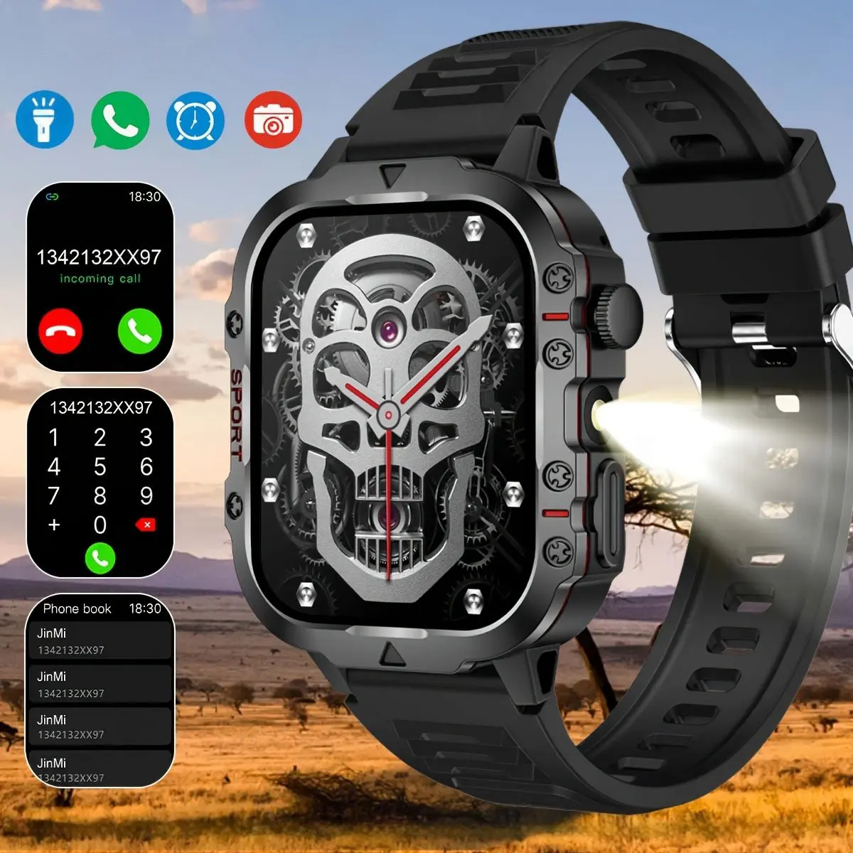 Men's Wearable Smart Watch, Smart Watches for iPhone & Android, Full-Screen Touch TFT Display, Speakerphone, Music Control, Remote Camera, Breathable Strap, Iphone Smart Watch