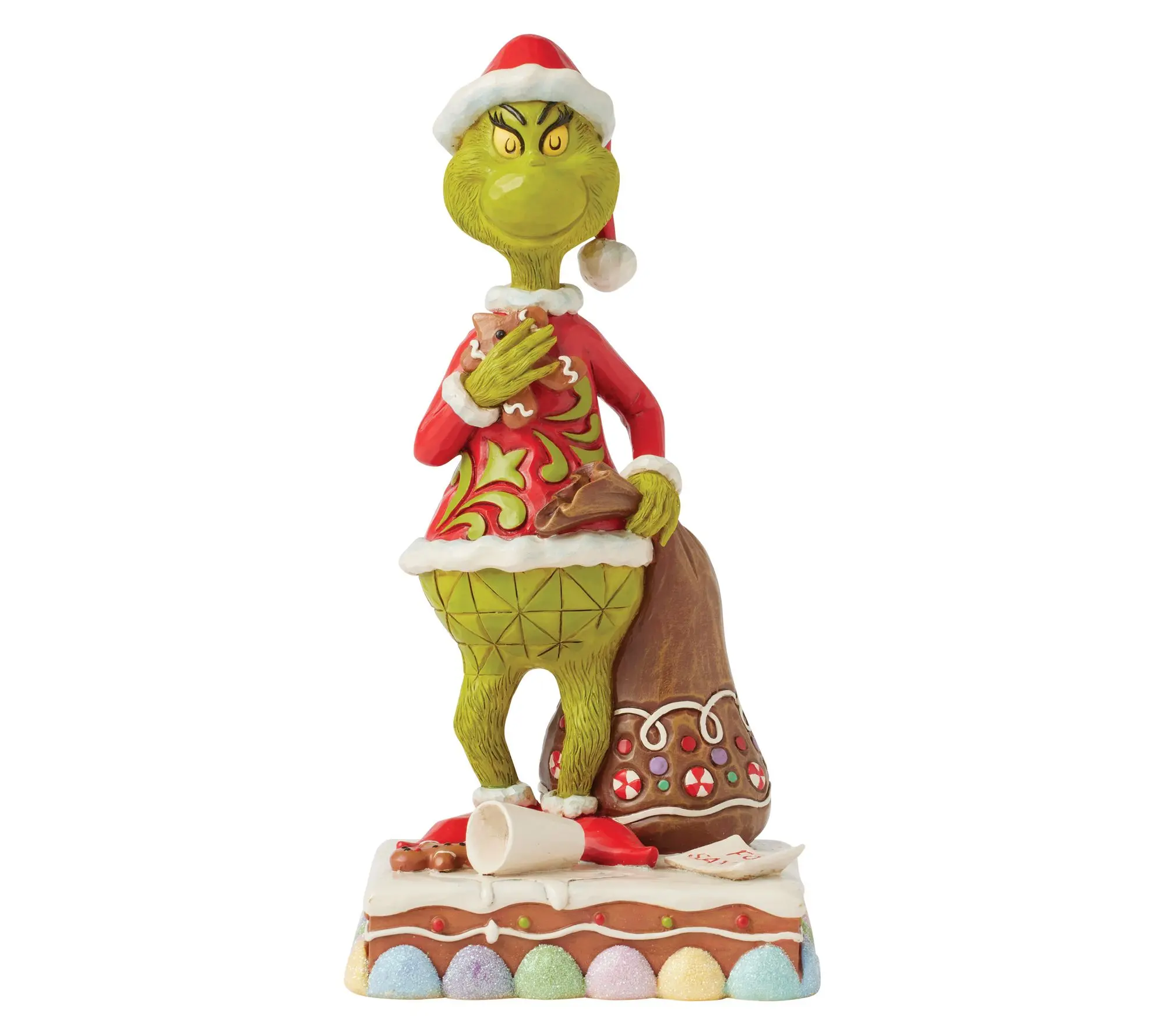 Jim Shore Grinch Eating Gingerbread Christmas Figurine 8in H Jim Shore Grinch Eating Gingerbread Christmas Figurine 8in H