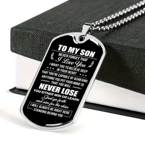 To My Son Dog Tag Necklace Valentine Gift For Son Birthday Gift For Son From Dad Mom