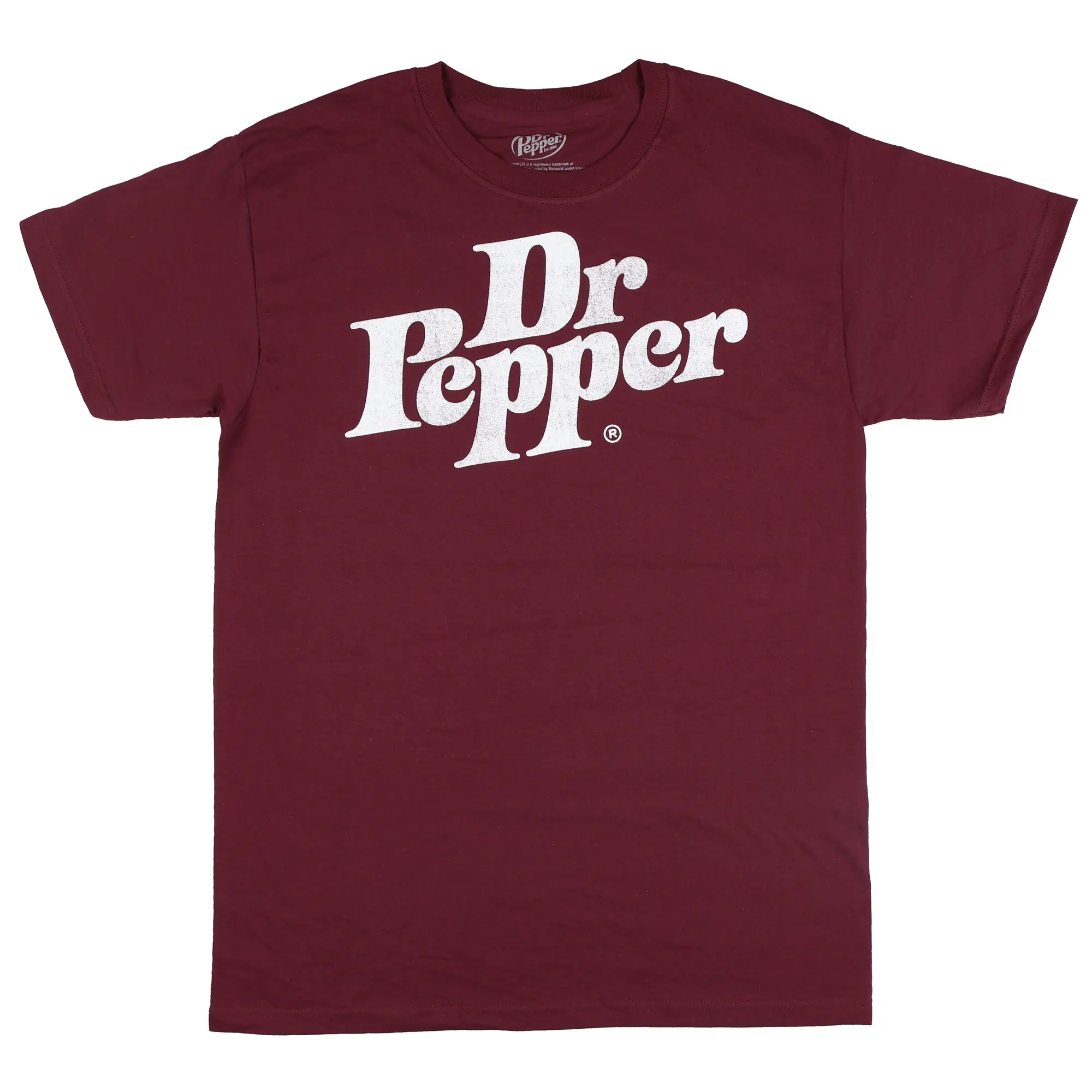Men's Dr. Pepper Classic Cotton-Polyester Menswear Top, Destressed Logo Short Sleeve Graphic Tee
