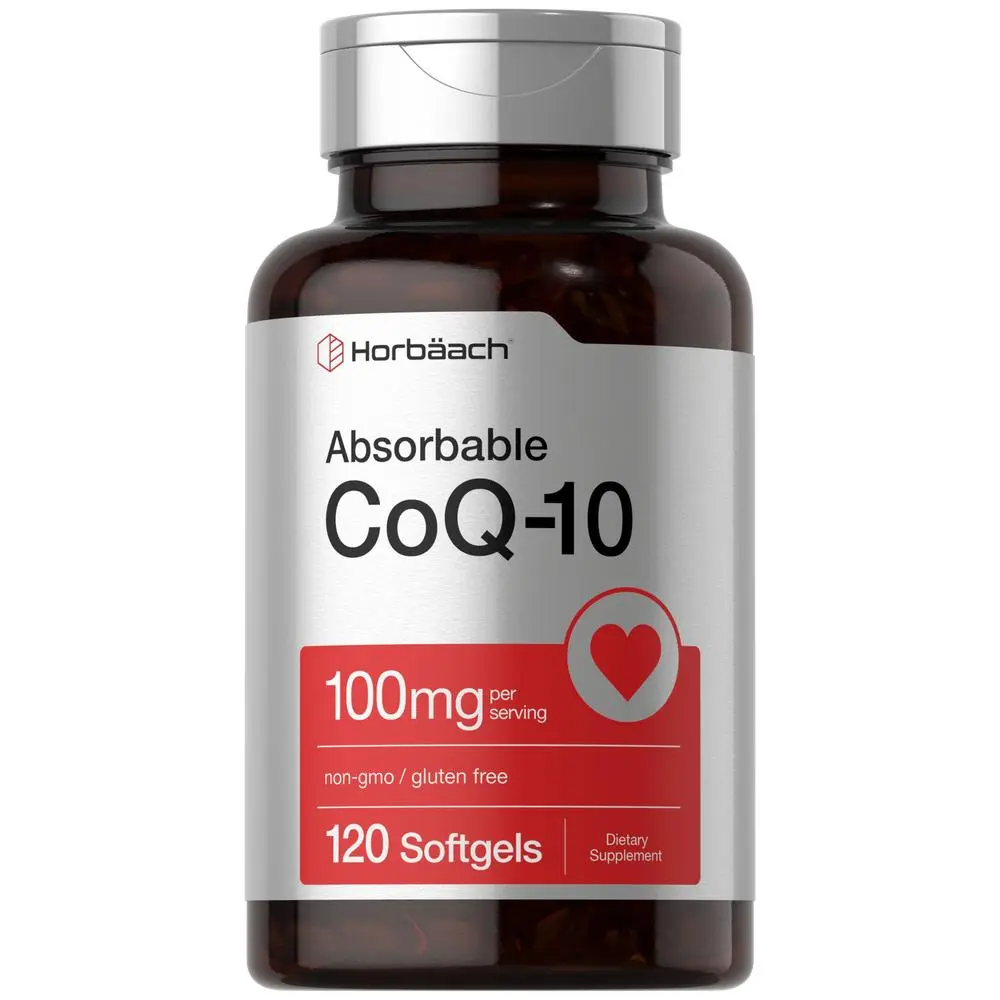 Horbäach CoQ10 100mg Softgels | 120 Count | Non-GMO and Gluten Free Supplement