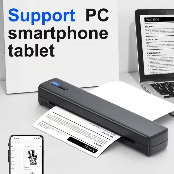A4 Inkless Printer - D810B Portable Thermal Printer for Wireless Mobile Travel, Supports Letter Mini Printing, Compatible with Android And IOS, Suitable Folding Paper/rolling/tattoo Paper