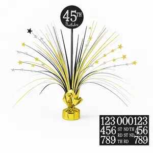 Sparkling Celebration Customizable Birthday Spray Centerpiece, Black/Gold/Silver - 17"