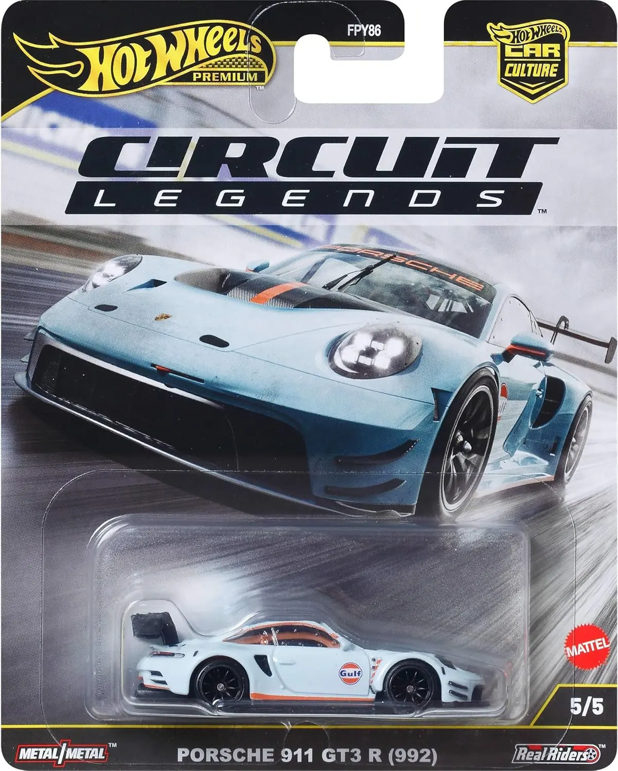 Hot Wheels Premium 2025 Car Culture "Circuit Legends" Porsche 911 GT3 R (992) 1:64 Die-Cast Model Car, Diecast Model Cars, Model Cars