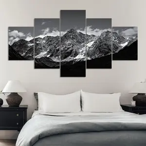 Landscape Pattern Canvas Painting, Unframed Art Print, 5 Counts/set Modern Wall Art Painting, Wall Art Decor, Modern Home Decoration, for Home Living Room Bedroom Office, Ornaments
