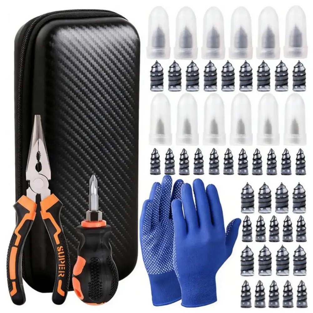 100PCS Tire Screw Plug Repair Kit – No Tire Removal Needed, Tire Sidewall Repair Kit, Patch Plug Tools & Portable Storage Bag – Quick Flat Tire Fix for Car, Truck, Motorcycle & SUV