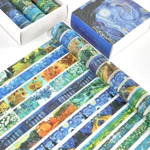 Starry Sky Oil Painting Pattern Washi Tape, 20 Rolls/box Retro Scrapbooking Sticker Tape, Decorative Masking Tape for DIY Crafts Bullet Journaling