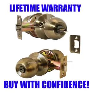 212 MAIN Constructor Chronos Privacy Lever Lock Set with Knob Handle, Antique Bronze, Adjustable Latch, Strike Plate, Emergency Unlock, for Bedroom/Bath