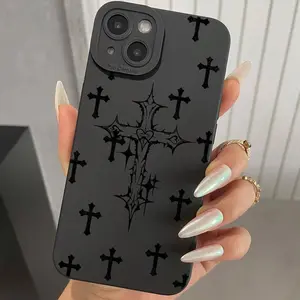 Cross Pattern Phone Case, Anti-drop Cellphone Protective Case, Total Protective Shockproof Mobile Phone Cover Casing for iPhone 11 12 13 14 15 Pro Max, Protection, Smartphone, Protector, Shockproof Cellphone Accessory, TPU Smartphone Casing