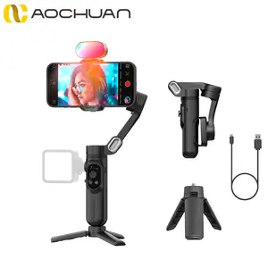 AOCHUAN Smart X kit 3-Axis Stabilized Smartphone Gimbal AI Smart Face Recognition & Gesture Control 360° Rotation Foldable & Portable Long Battery Life Magnetic Attachment Short Video Creator Gift for Bloggers Live Streaming Vlogging Selfie