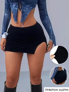 Women's Plain Skirt, Fashion Casual High Waist Fit Woven Mini Skirt for Daily Outdoor Wear, Women's Bottoms for Fall & Winter, Womenswear