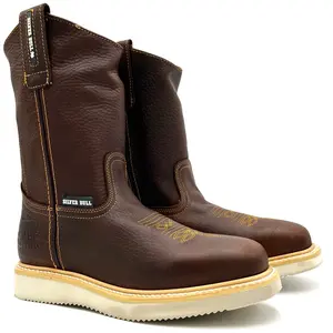 Silver Bull Classic Rodeo Work Boot Wedge Sole Square Toe Anti Fatigue Slip Resistant Goodyear Welt Footwear Leather Comfort Shoe SB-5070  Walking Shoes Closed