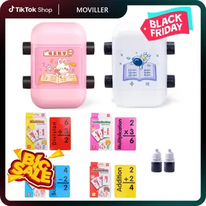 Math Roller Stamp with 4 Set Math Flash Cards, Addition Subtraction Multiplication Division Teaching Stamps, 2 in 1 Smart Math Roller Stamps Math Practice Tools Within 100 for Preschool Kindergarten School Supplies