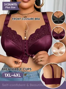 Plus Size Lace Bra Set, Breathable Medium Support Backless Design, Comfortable Wide Straps, Easy Wear Lingerie, Underwear for All Seasons