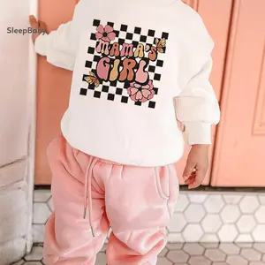 Toddler Girl 2Pcs Outfit Plaid&Letter Print Long Sleeve Sweatshirt Tops Solid Color Long Pants Adorable Letter Print Baby Set Diaper Sweatpants