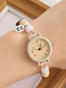Nihao Women's Bracelet Watch, Literary Minimalist Design, Cute Style, Round Digital Face, Quartz Movement, All Seasons Wearable