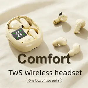 Two Pairs Invisible In-Ear TWS Earbuds Low Latency Noise Cancelling Sleep Headphones Compatible with iOS & Android