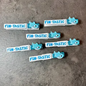 Cute Shark fin-tactic Sports Clips & cheer pins! Perfect for clipping and pinning backpacks at gymnastics or cheer competition, swim meet, softball or soccer game, volleyball or basketball tournament!