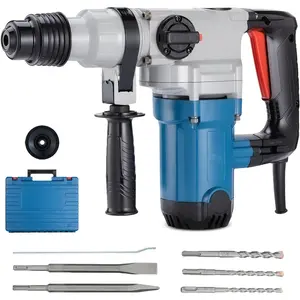 1-1/8 Inch SDS-Plus Rotary Hammer Drill with Safety Clutch, 9.2 Amp Heavy Duty Corded Demolition Hammer for Concrete, 3.6 Joules, Including 3 Drill Bits, Flat Chisels and Point Chisels