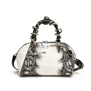 The Python | Snake Print Top Handle Bag Retro Portable Crossbody Shell Bag