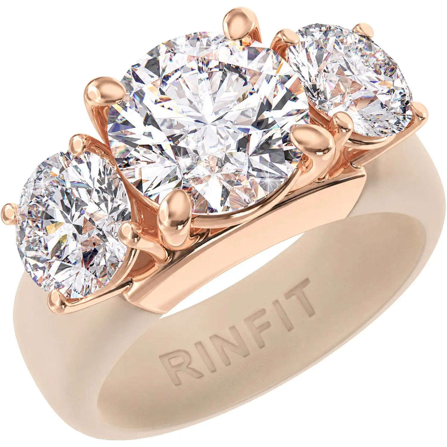 Rinfit Silicone Ring with Three Round CZ Stones - Patented